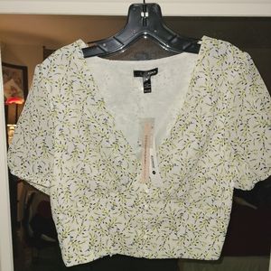 Aqua floral crop top from Bloomingdale's